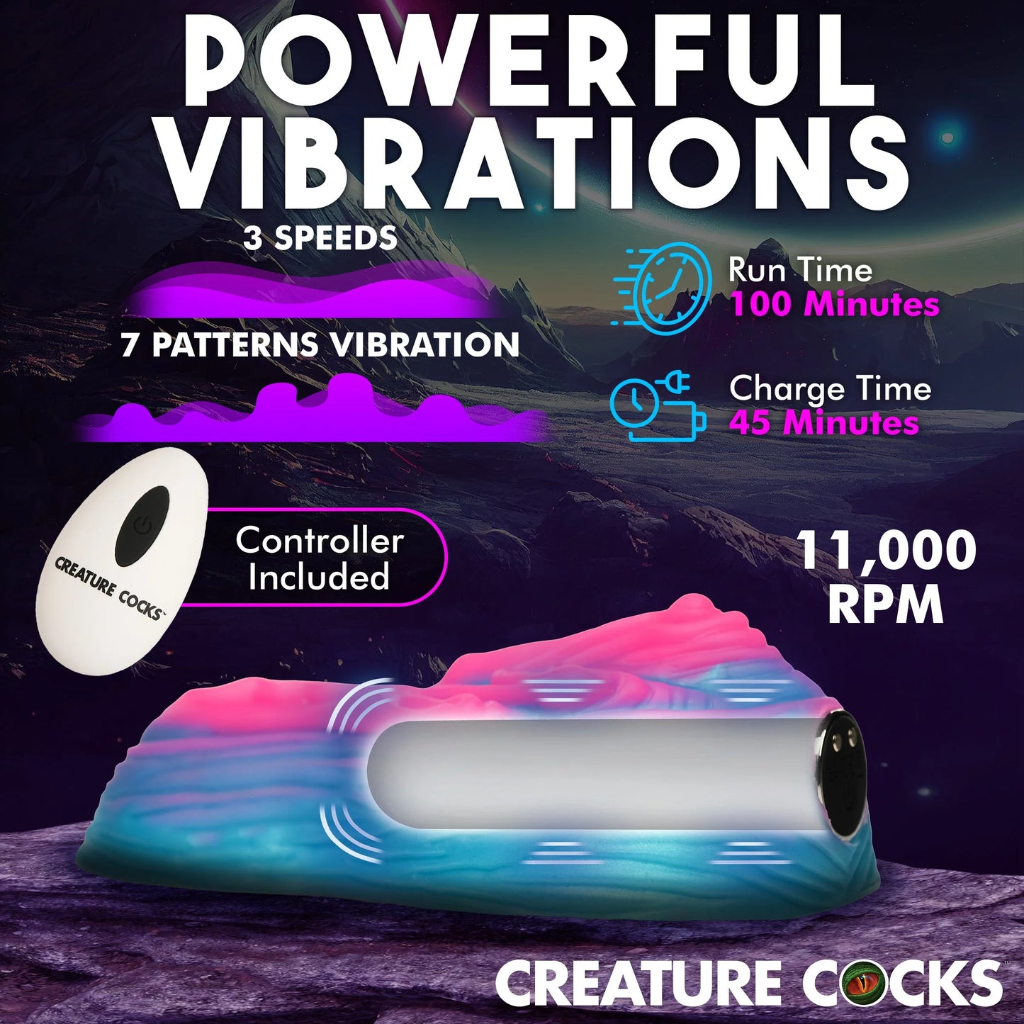 Creature Cocks Vulvaron - 10X Vibrating Silicone Grinder w/ Remote Control