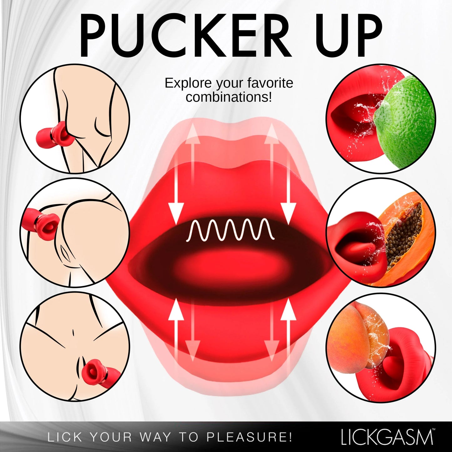 XR Brands | Lickgasm - Kiss Me More Kissing, Sucking, & Vibrating Clitoral Stimulator