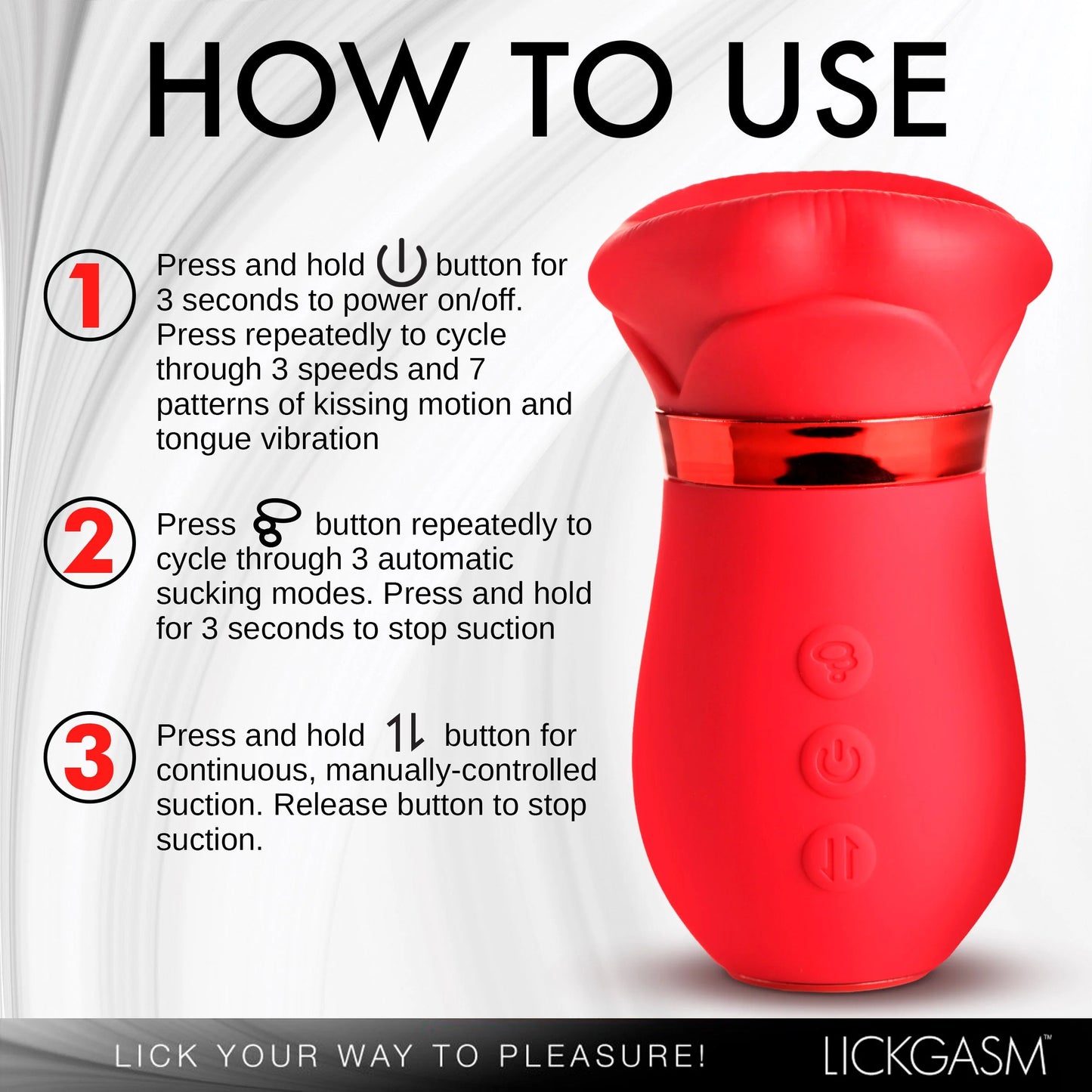 XR Brands | Lickgasm - Kiss Me More Kissing, Sucking, & Vibrating Clitoral Stimulator
