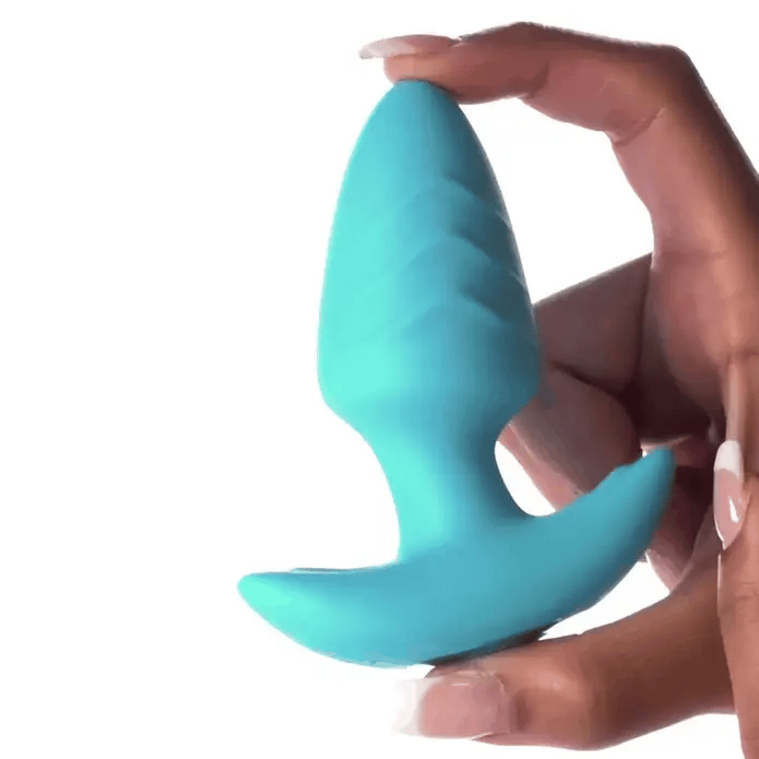 XR Brands | BANG! 10X Rotating & Vibrating Silicone Butt Plug w/ Remote - Blue