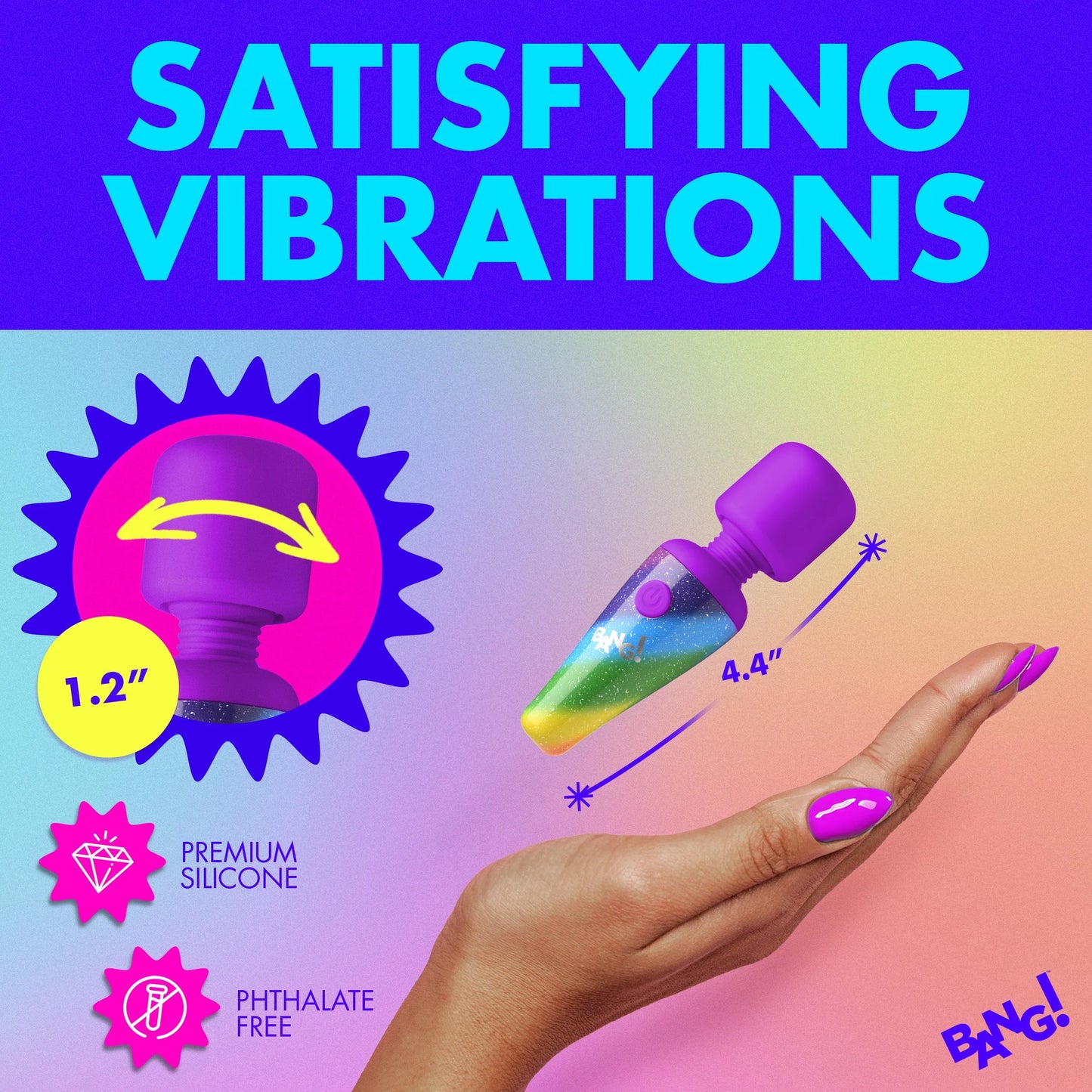 XR Brands | BANG! 10X Rainbow Mini Wand Vibrator