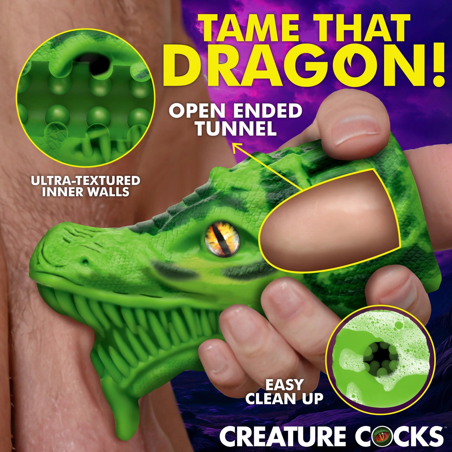 Creature Cocks Dragon Tamer Silicone Stroker - Green
