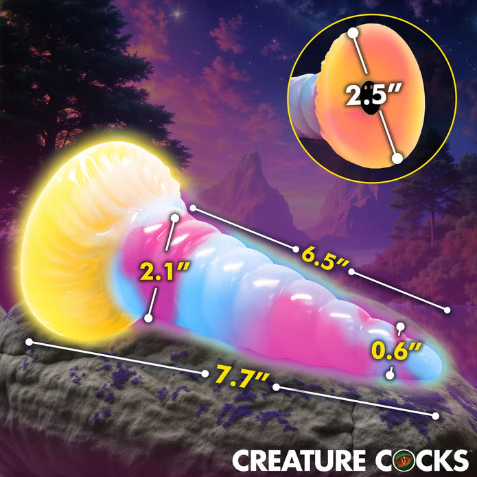 Creature Cocks Unicorn Glow-in-the-Dark Vibrating Silicone Dildo w Remote