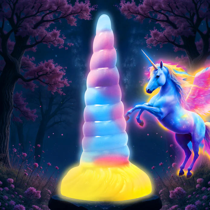 Creature Cocks Unicorn Glow-in-the-Dark Vibrating Silicone Dildo w Remote