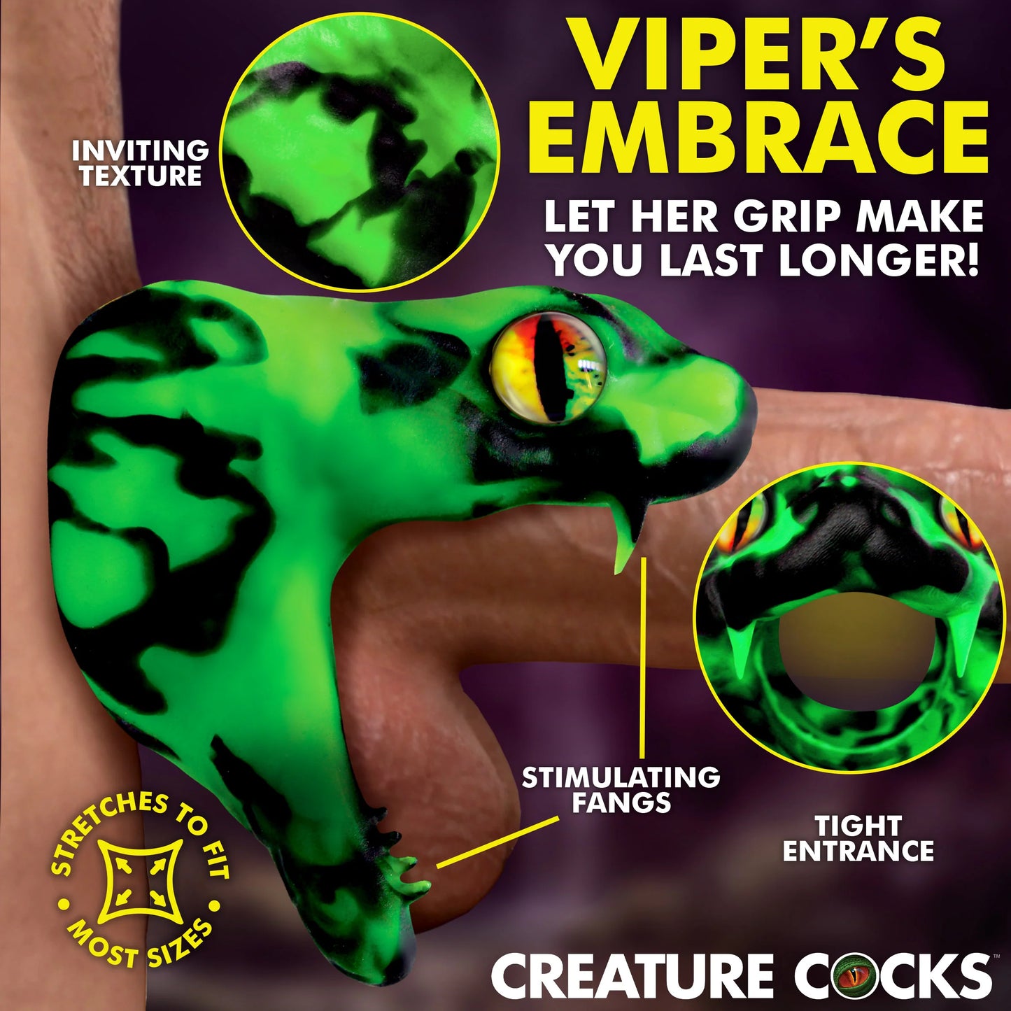 Creature Cocks Master Cobra Silicone Cock Ring - Green