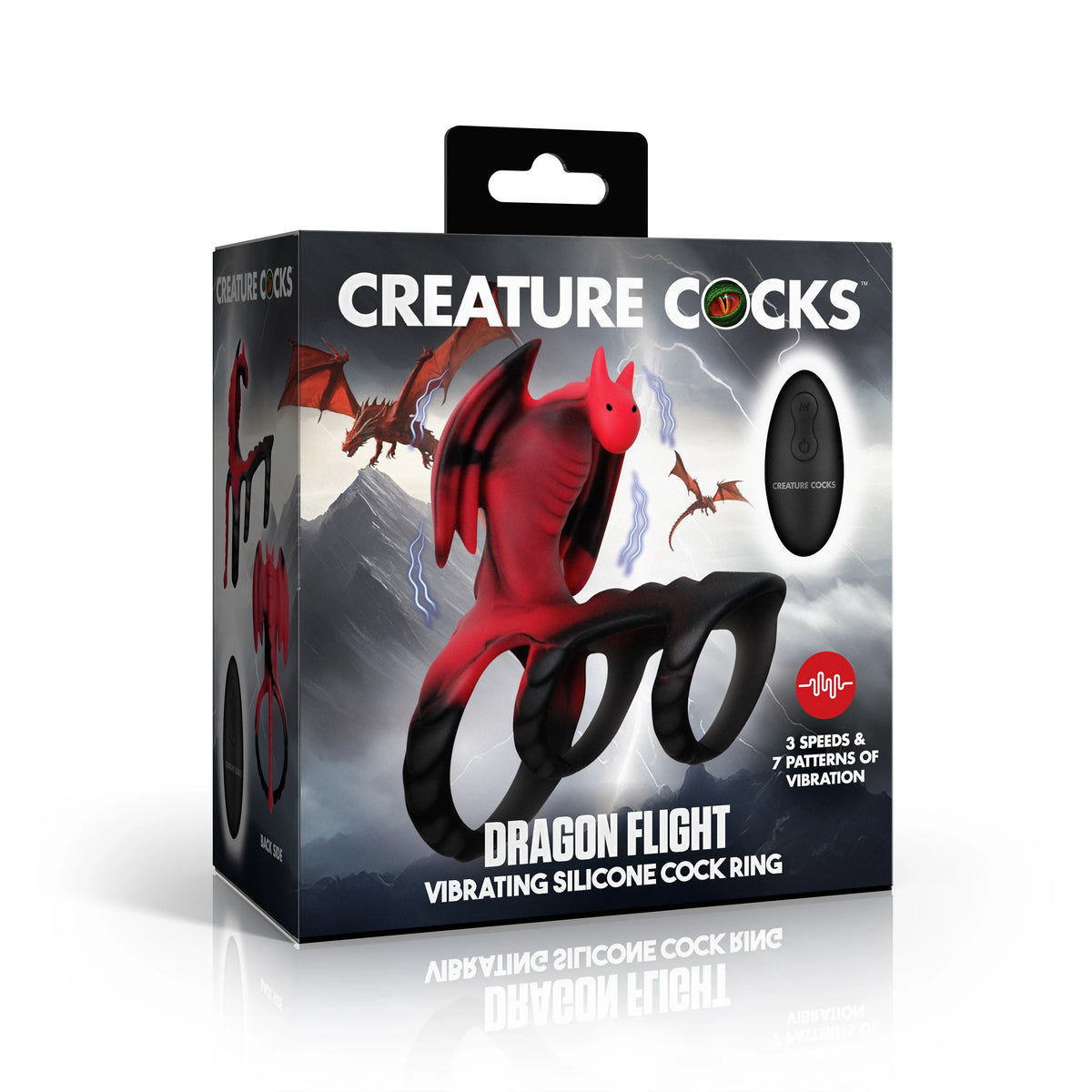 Creature Cocks Dragon Flight Vibrating Silicone Cock Ring with Remote