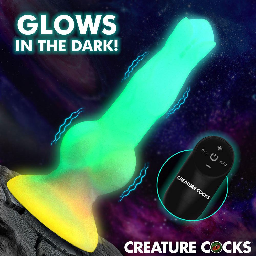 Creature Cocks Astro Cock - Glow In Dark Vibrating Fantasy Dildo with Remote