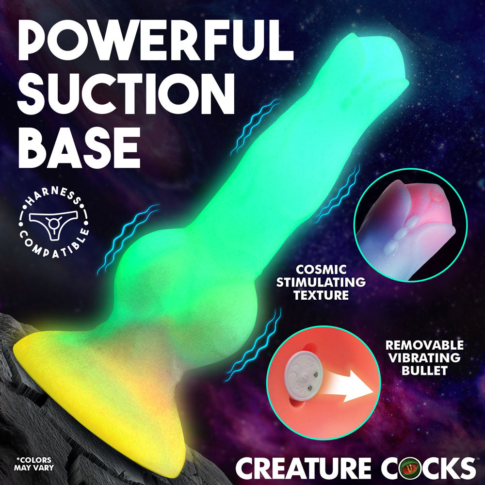 Creature Cocks Astro Cock - Glow In Dark Vibrating Fantasy Dildo with Remote