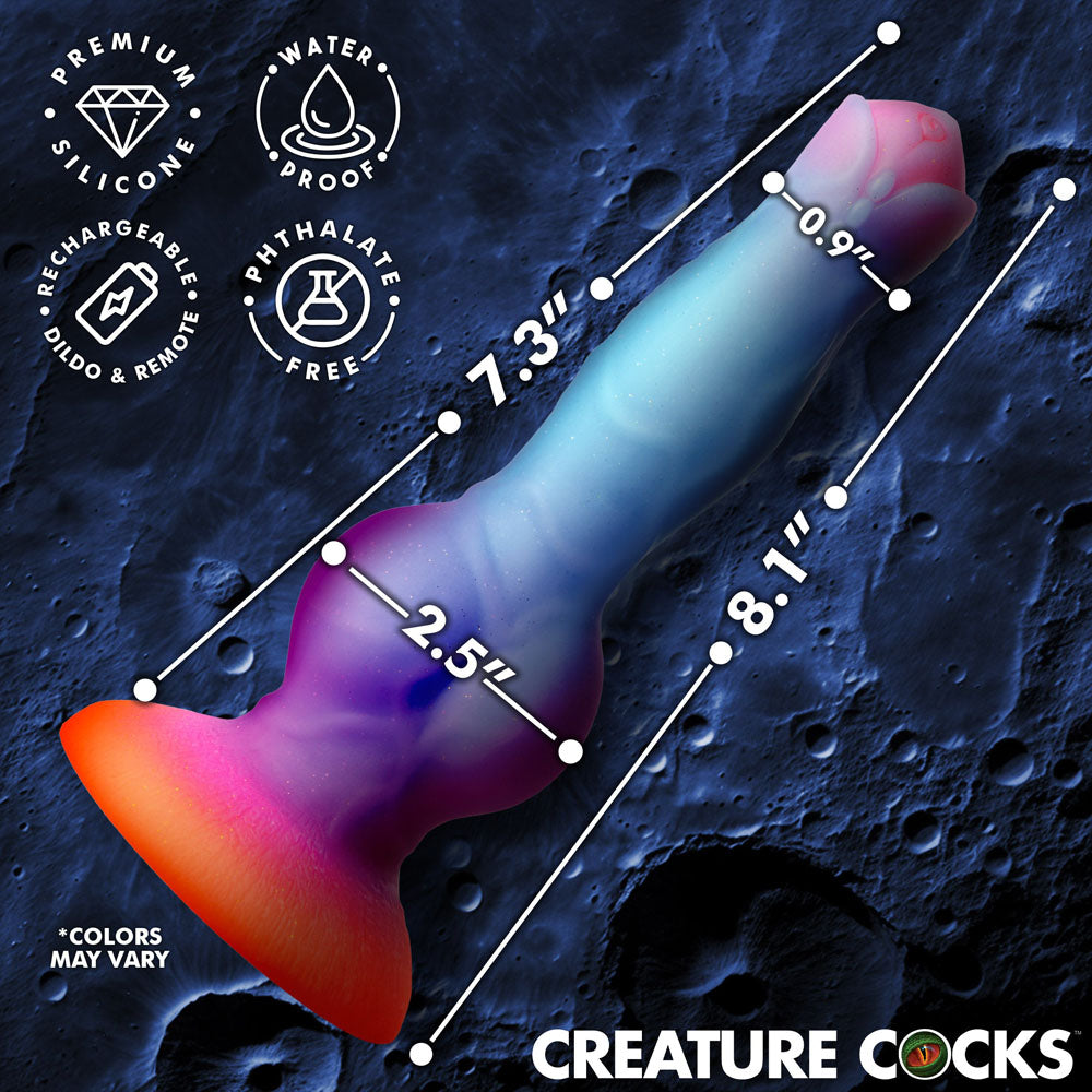 Creature Cocks Astro Cock - Glow In Dark Vibrating Fantasy Dildo with Remote