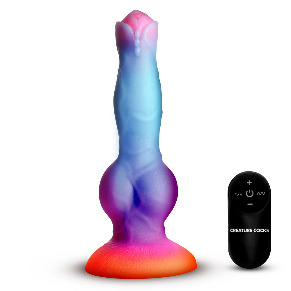Creature Cocks Astro Cock - Glow In Dark Vibrating Fantasy Dildo with Remote