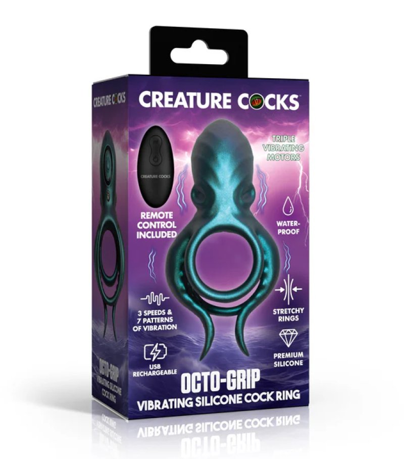 Creature Cocks Octo Grip Vibrating Silicone Cock Ring with Remote