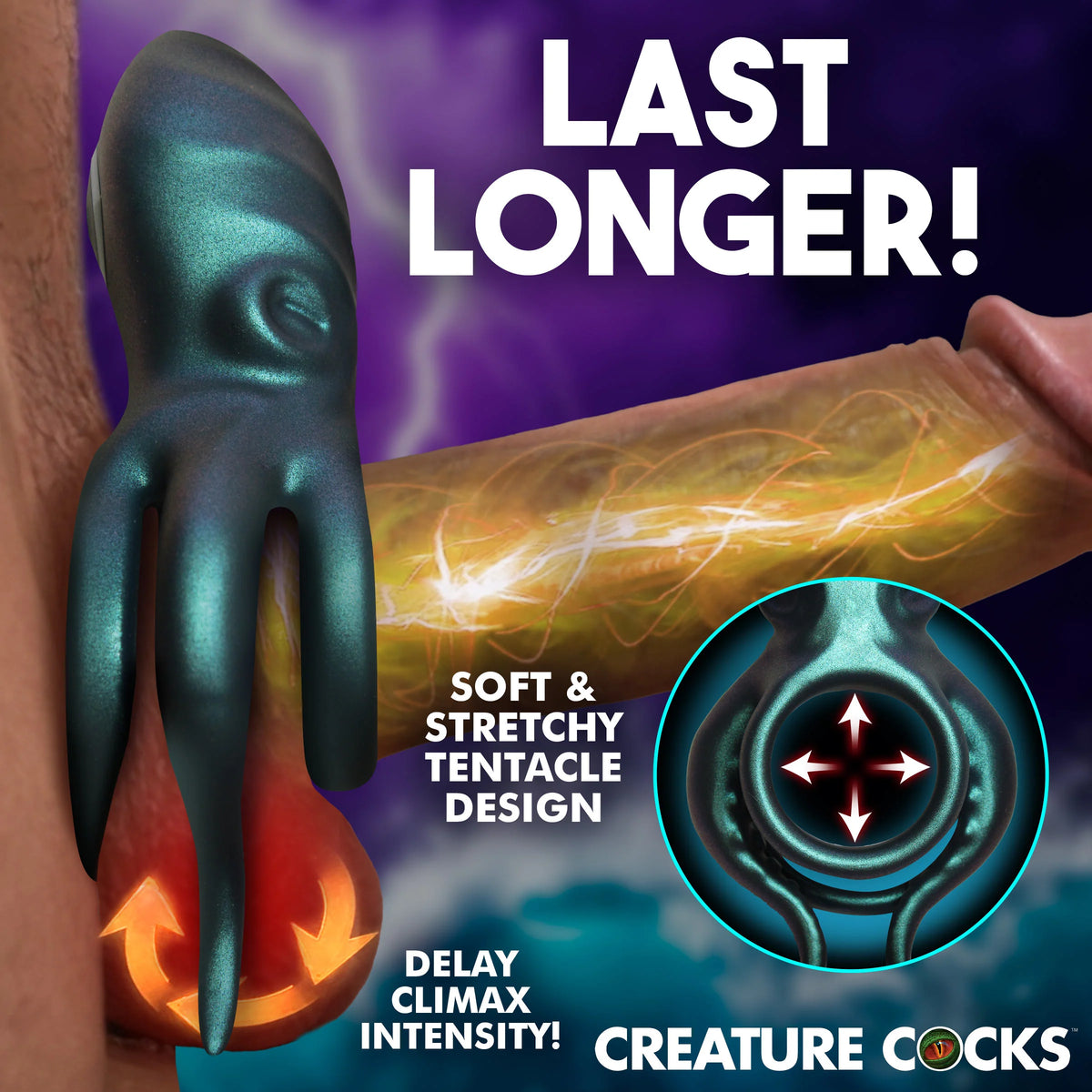 Creature Cocks Octo Grip Vibrating Silicone Cock Ring with Remote