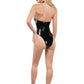 Starline Lingerie Wet Look Liquid Halter Teddy Black Size S/M/L