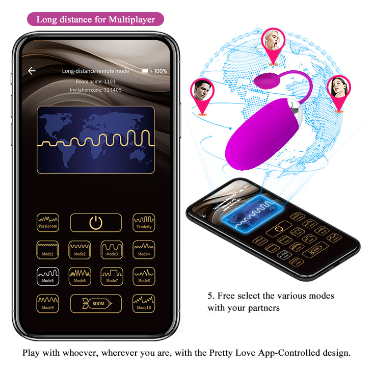 Pretty Love Abner Egg Vibrator with App Control Purple