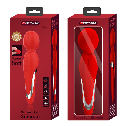 Pretty Love Super Soft Silicone Walter Body Massage Wand Vibrator Red