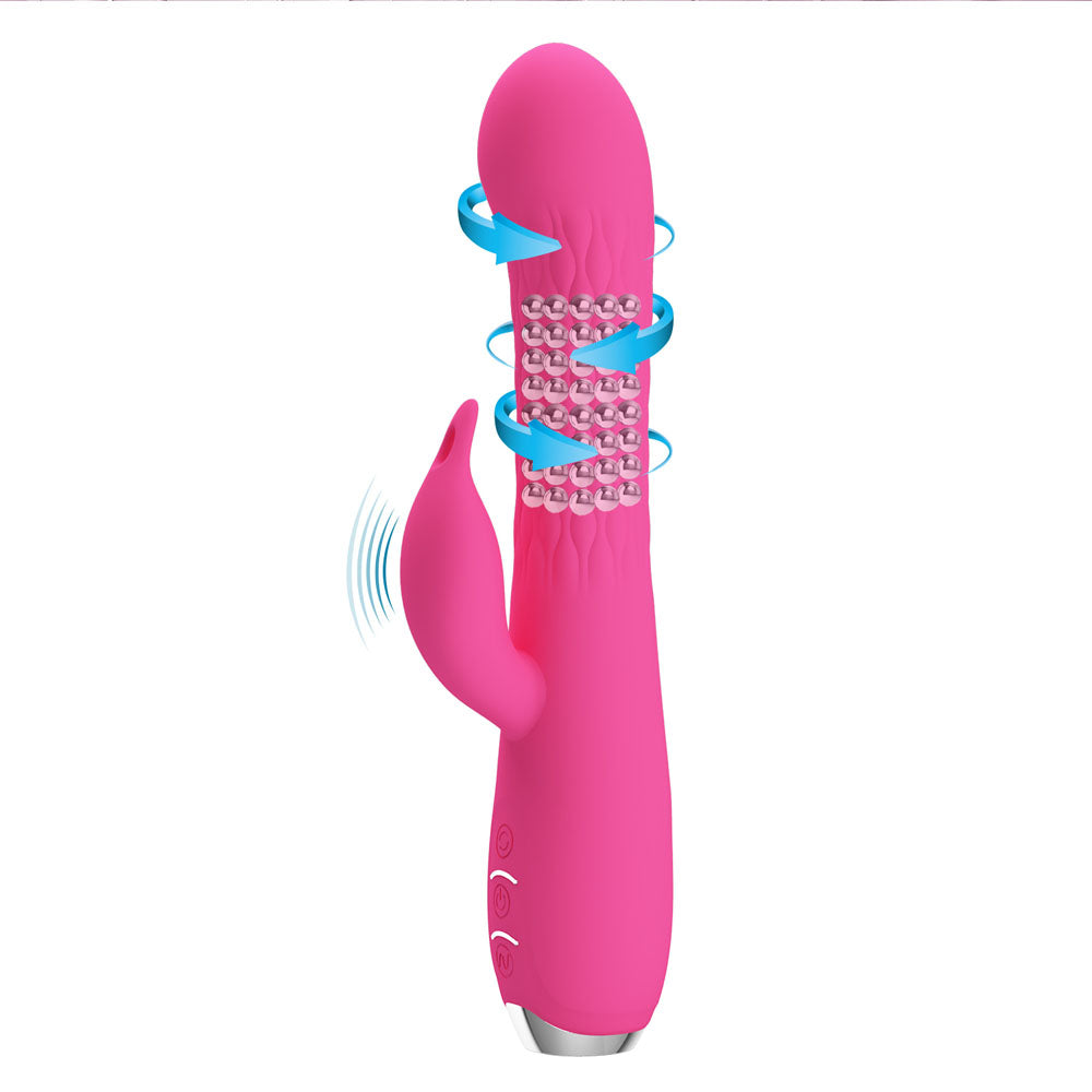 Party Up Eric Rabbit Vibrator with Rotating Bead Shaft Pink