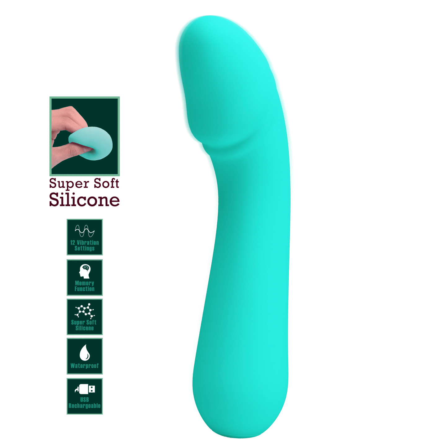 Pretty Love Super Soft Silicone Cetus G-Spot Vibrator Seafoam