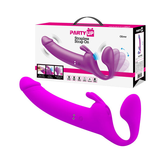 Party Up Oliver Vibrating Strapless Strap-On Purple