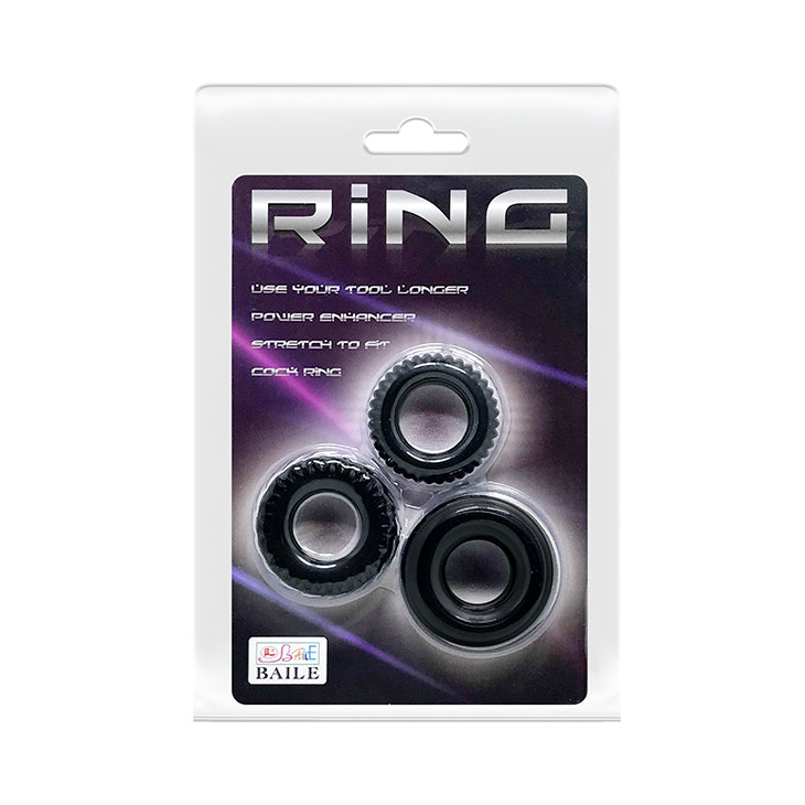 Baile Cock Ring Triple Pack Black