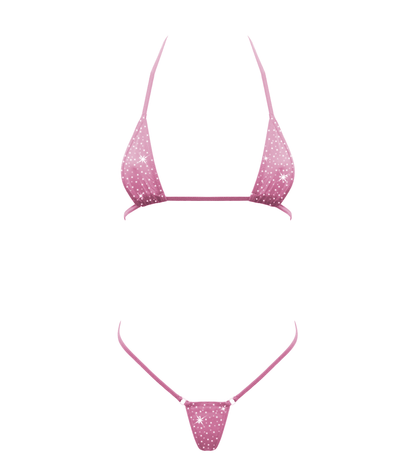 Love In Leather BIK005 Rhinestone Embellished Micro Bikini One Size - MULTIPLE COLOURS