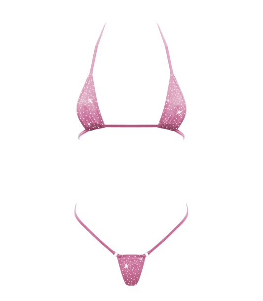 Love In Leather BIK005 Rhinestone Embellished Micro Bikini One Size - MULTIPLE COLOURS