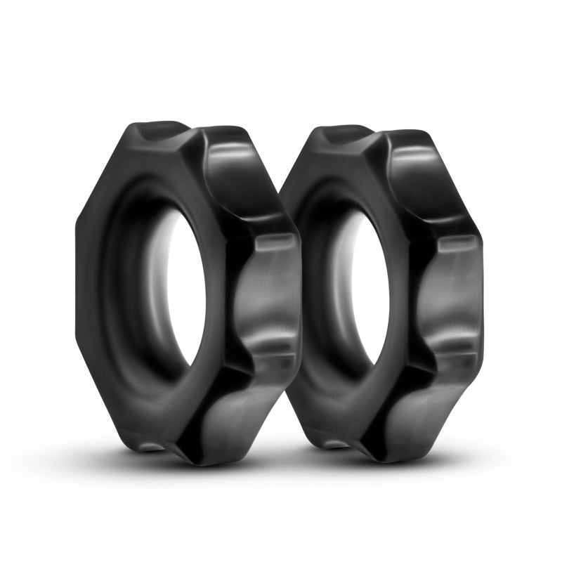 Blush Novelties | Stay Hard Nutz Black Cock Rings - Set of 2