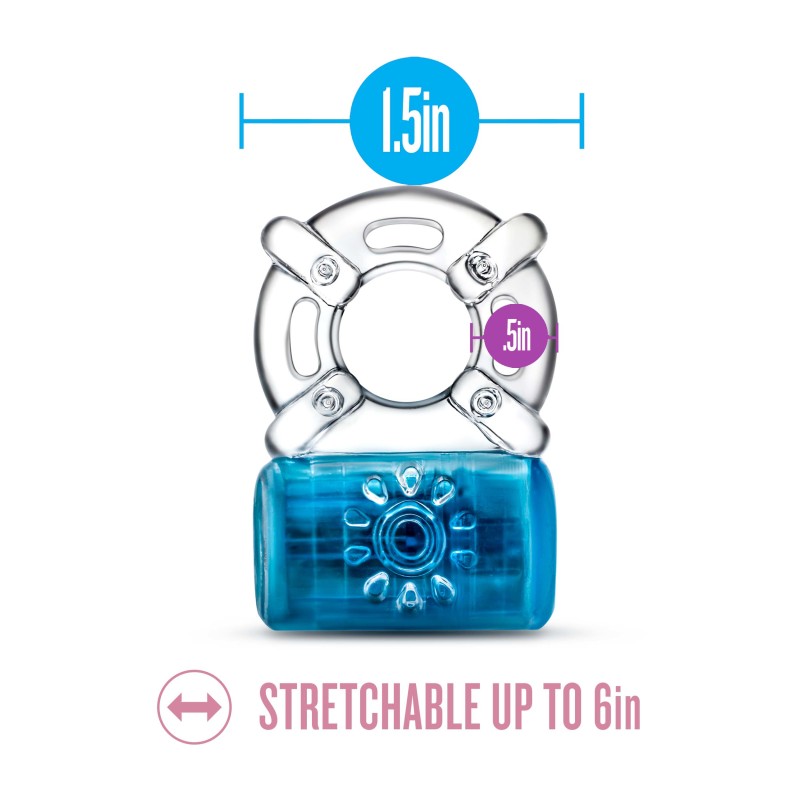 Blush Novelties Play With Me Pleaser Rechargeable C-Ring Cock Ring - Blue