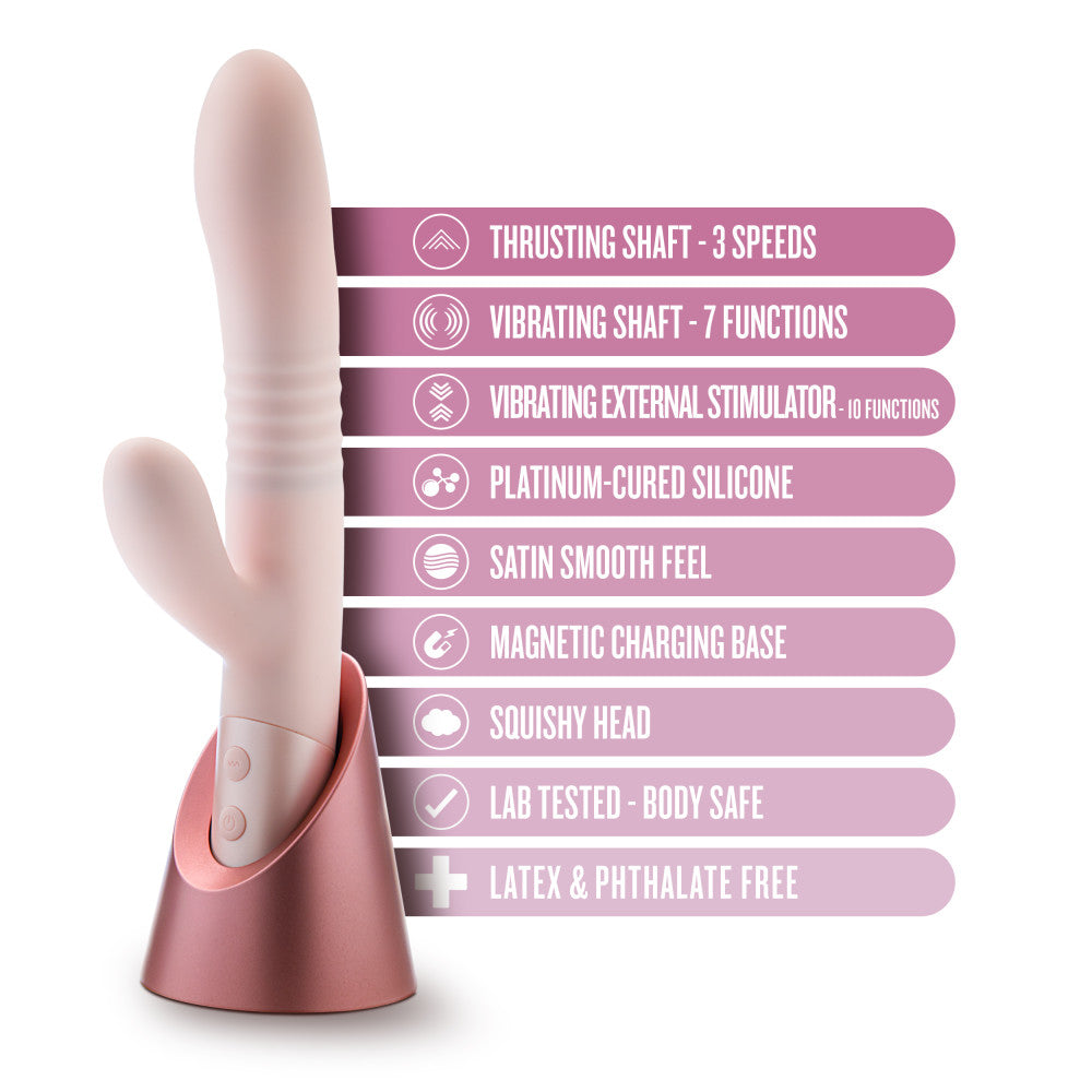 Blush Novelties | Fraya - Pink 24.1cm USB Rechargeable Thrusting Rabbit Vibrator
