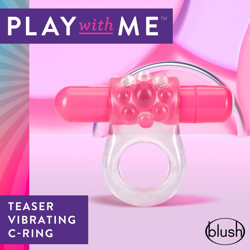 Blush Novelties Play With Me Teaser Vibrating C-Ring Cock Ring - Pink
