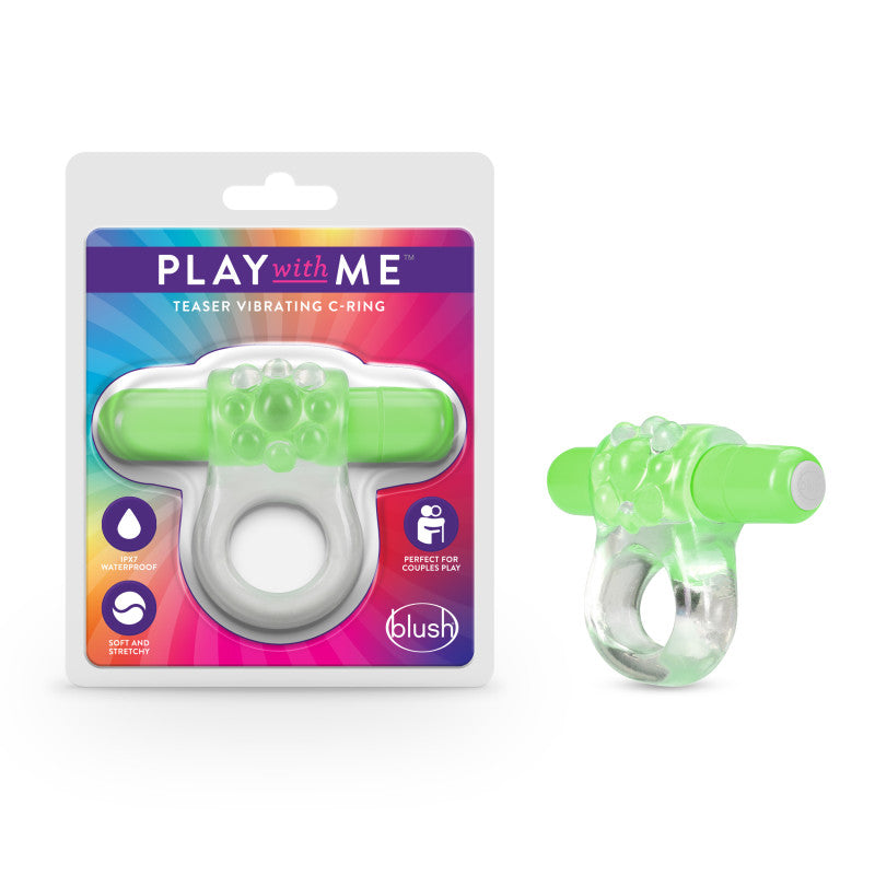 Blush Novelties Play With Me Teaser Vibrating C-Ring Cock Ring - Green