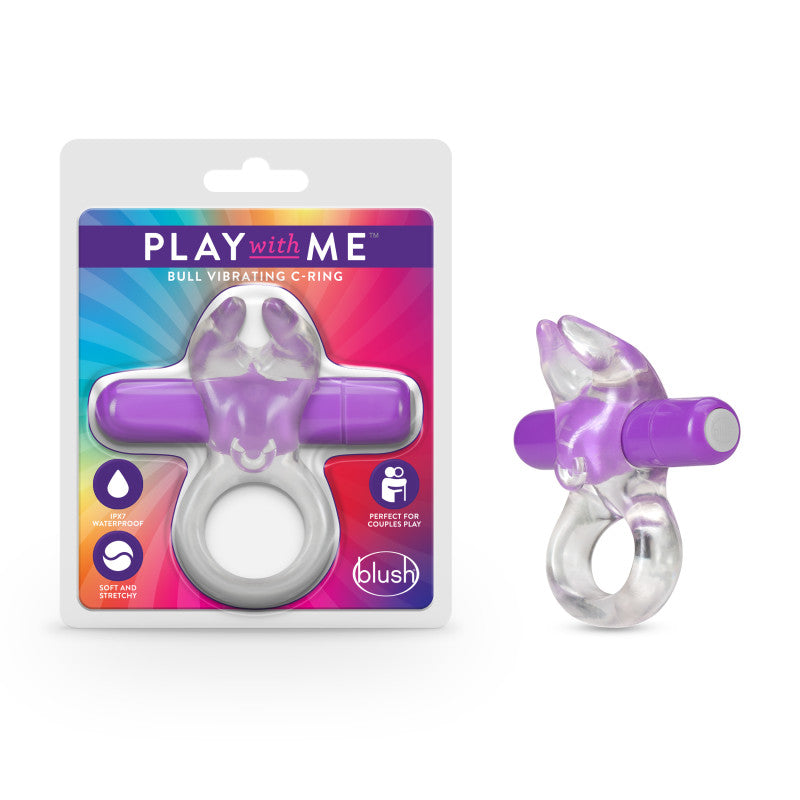 Blush Novelties Play With Me Bull Vibrating C-Ring Cock Ring - Purple