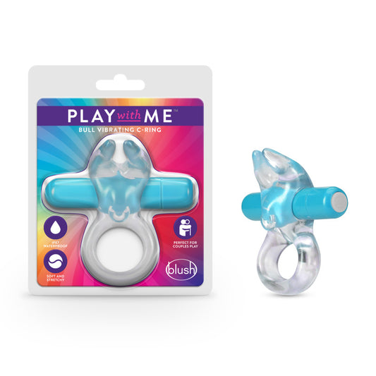 Blush Novelties Play With Me Bull Vibrating C-Ring Cock Ring - Blue