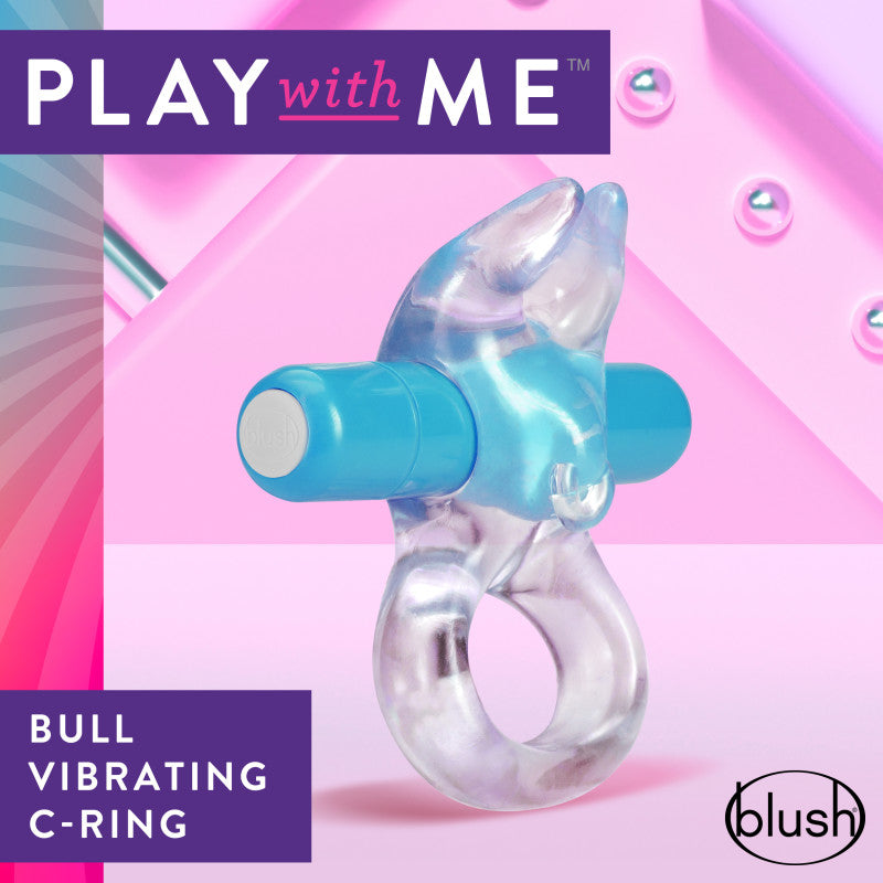 Blush Novelties Play With Me Bull Vibrating C-Ring Cock Ring - Blue