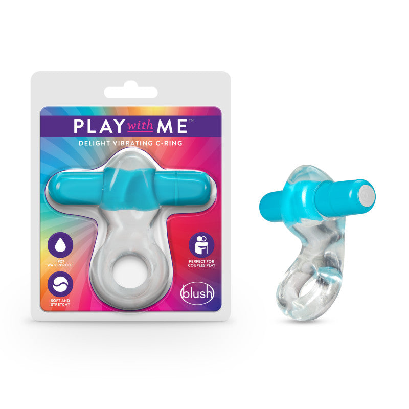 Blush Novelties Play With Me Delight Vibrating C-Ring Cock Ring - Blue
