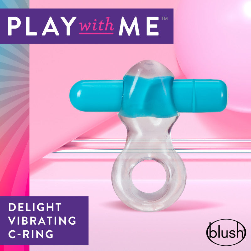 Blush Novelties Play With Me Delight Vibrating C-Ring Cock Ring - Blue