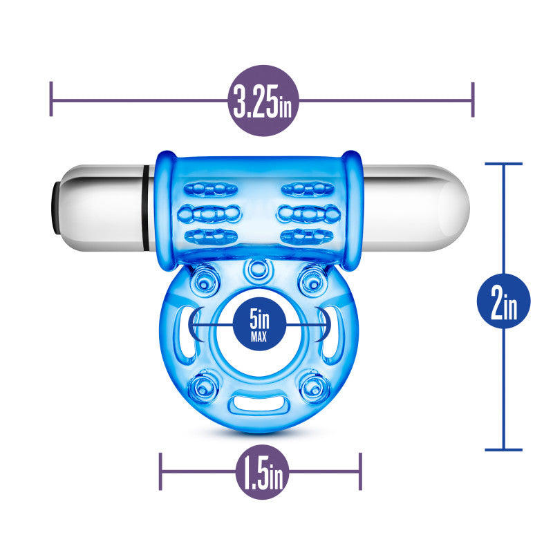 Blush Novelties | Stay Hard 10-Function Blue Vibrating Bull Ring