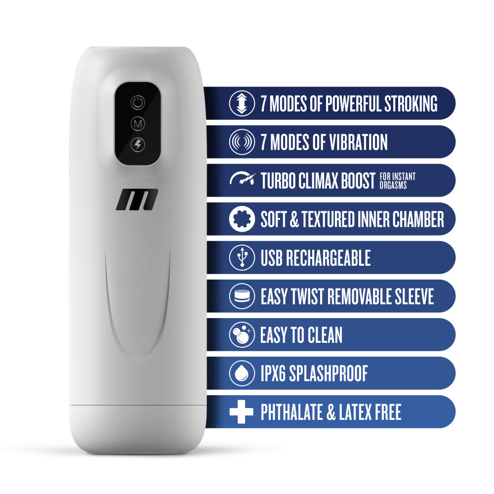 Blush Novelties | M For Men Robo-Bator - White USB Rechargeable Vibrating Stroking Auto Stroker