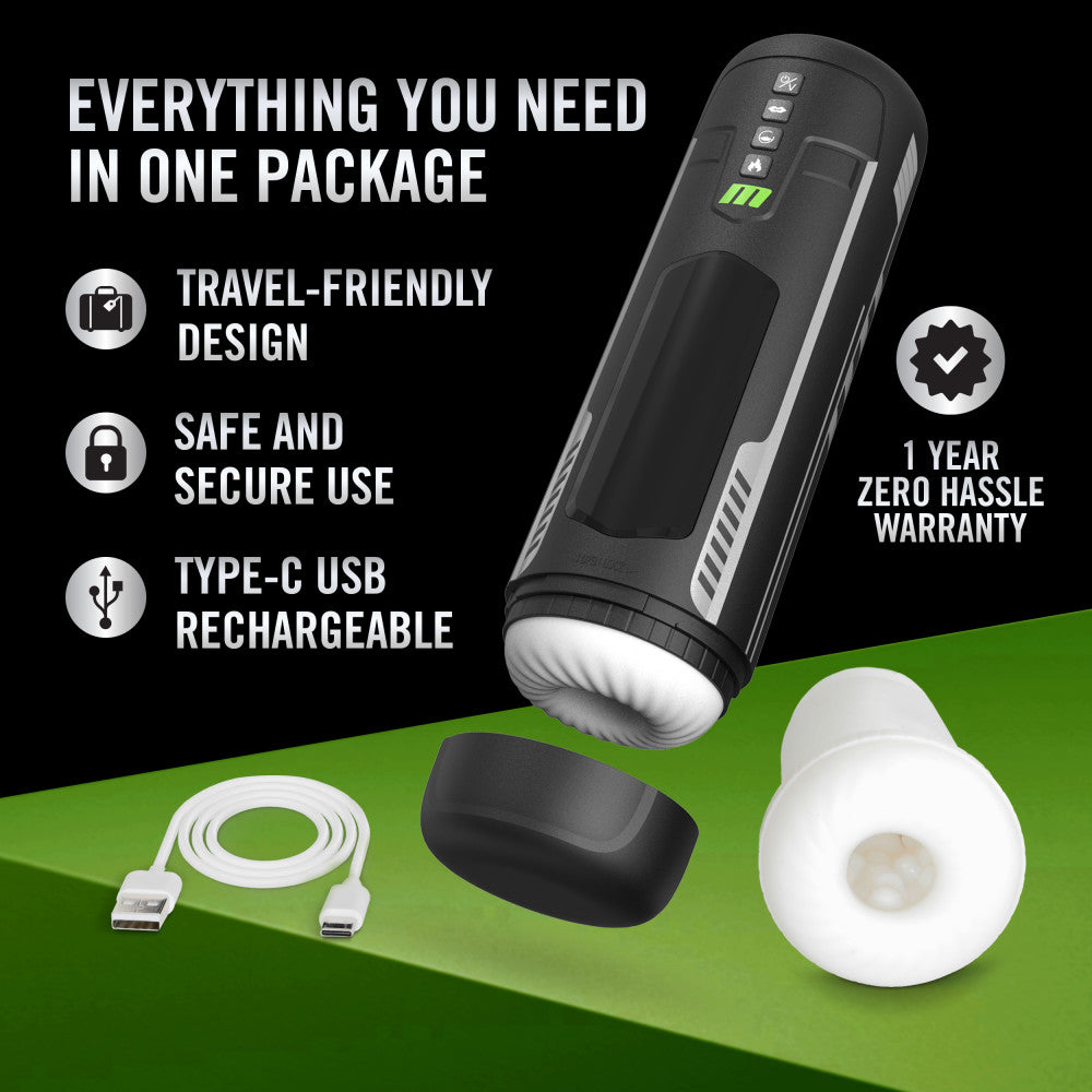 Blush Novelties | M For Men - Master Blaster - USB Rechargeable Vibrating & Sucking Auto Stroker