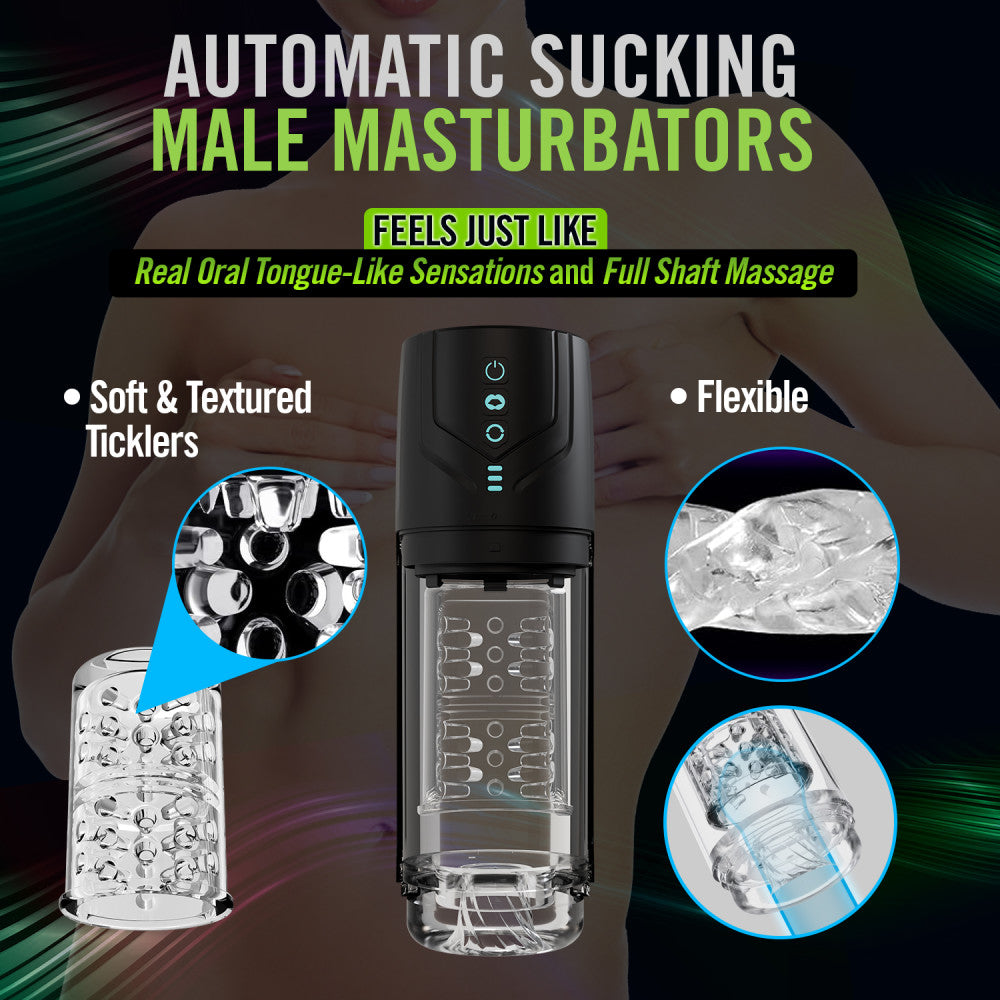 Blush Novelties | M For Men Whirlwind Pro - Clear USB Rechargeable Rotating & Sucking Auto Stroker