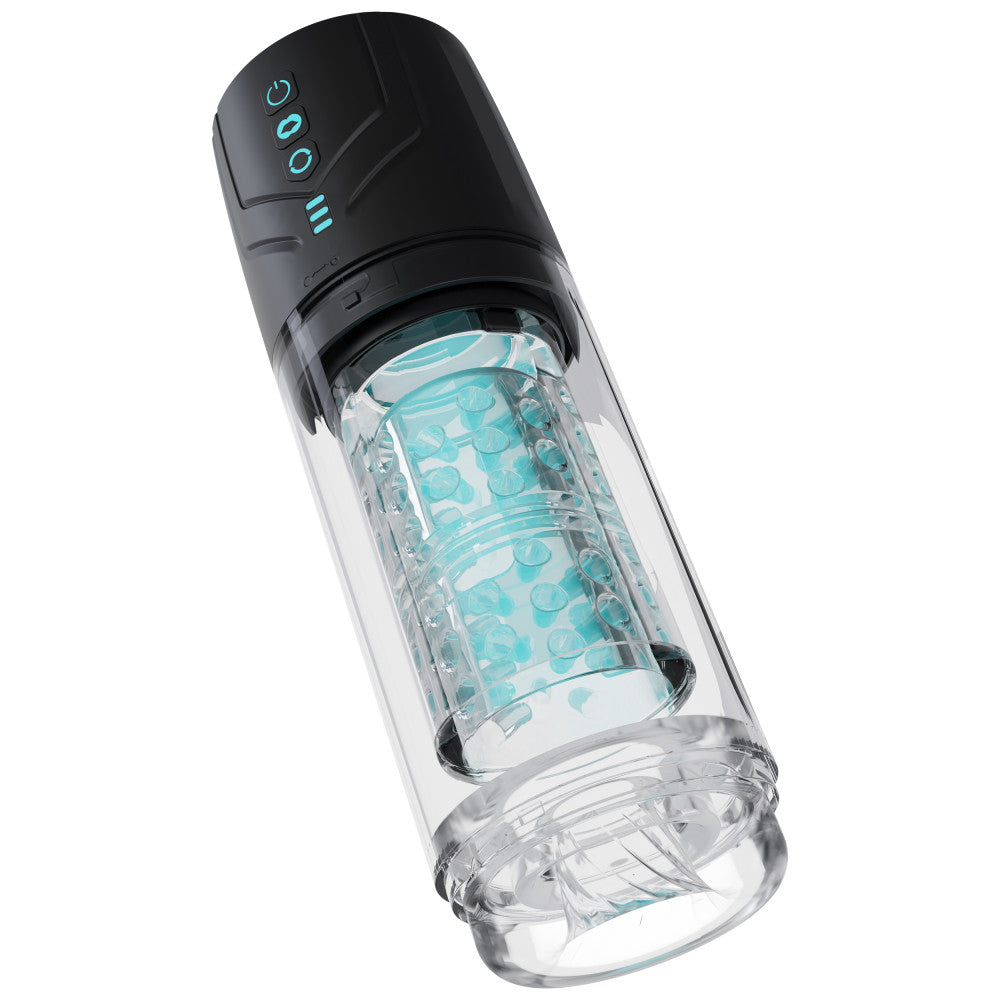 Blush Novelties | M For Men Whirlwind Pro - Clear USB Rechargeable Rotating & Sucking Auto Stroker