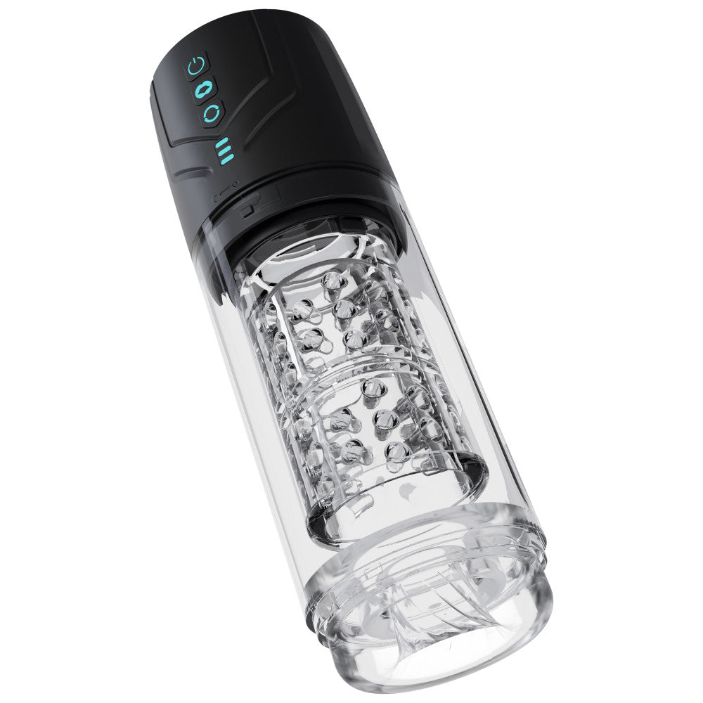 Blush Novelties | M For Men Whirlwind Pro - Clear USB Rechargeable Rotating & Sucking Auto Stroker