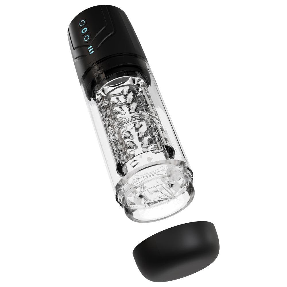 Blush Novelties | M For Men Whirlwind Pro - Clear USB Rechargeable Rotating & Sucking Auto Stroker