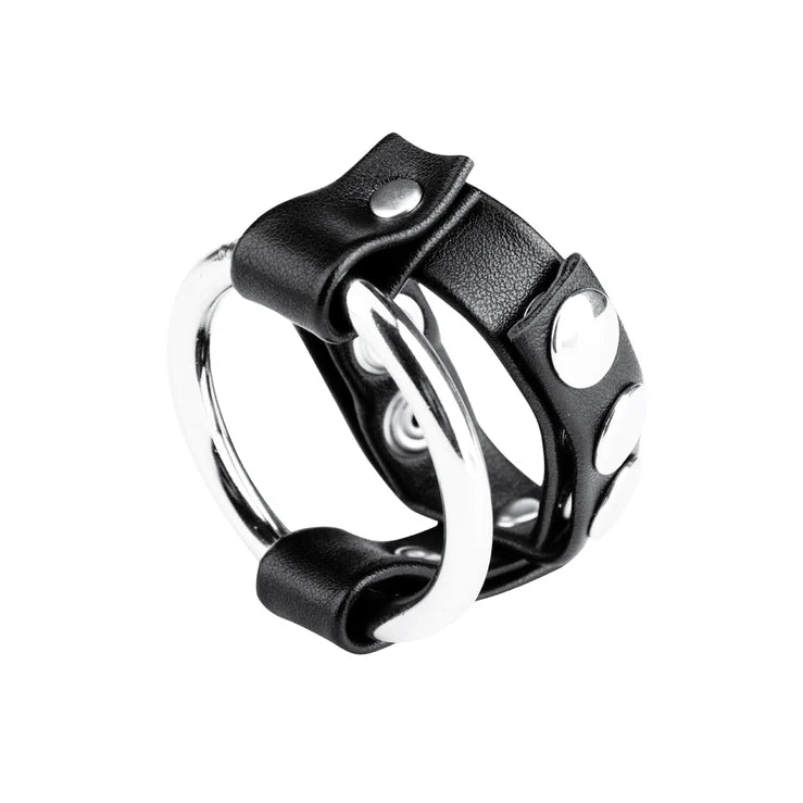Electric EEL | Blue Line Metal Cock Ring With Adjustable Snap Ball Strap