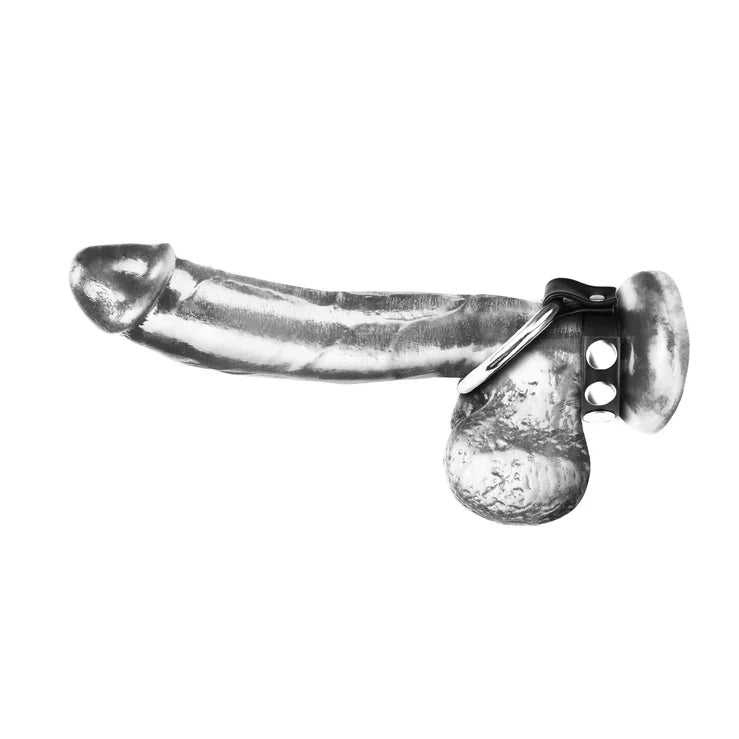 Electric EEL | Blue Line Metal Cock Ring With Adjustable Snap Ball Strap