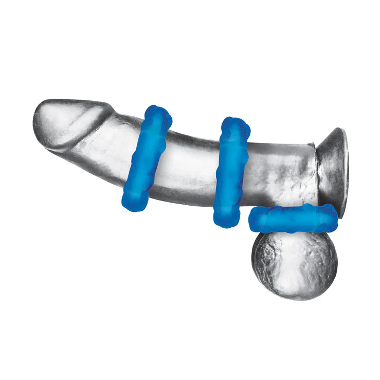 Electric EEL | Blue Line 3-Pack Ribbed Rider Cock Ring Set