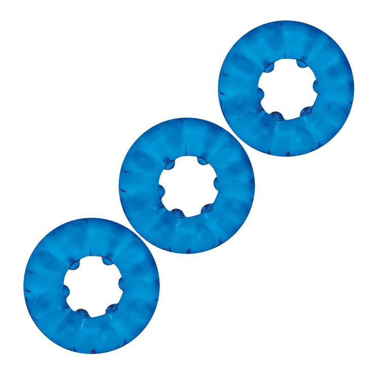 Electric EEL | Blue Line 3-Pack Ribbed Rider Cock Ring Set