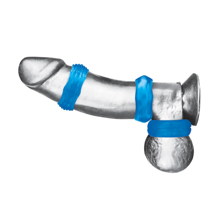 Electric EEL | Blue Line 3-Pack Nuts & Bolts Stretch Cock Ring Set