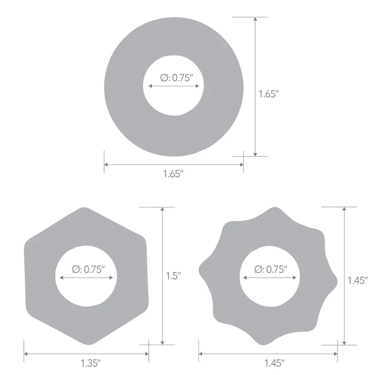 Electric EEL | Blue Line 3-Pack Nuts & Bolts Stretch Cock Ring Set