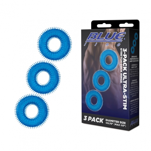 Electric EEL | Blue Line 3-Pack Ultra-Stim Stretch Cock Rings