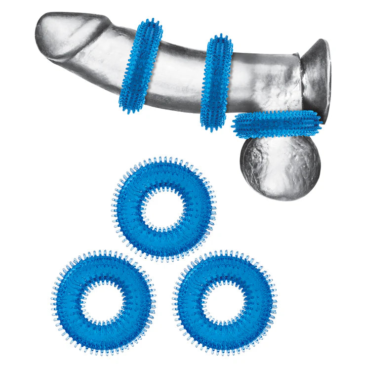 Electric EEL | Blue Line 3-Pack Ultra-Stim Stretch Cock Rings